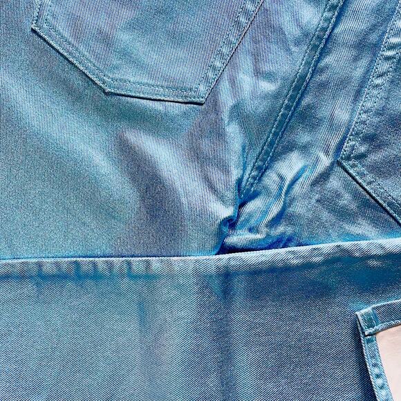 ASOS METALLIC Y2K RETRO VIBES BLUE BUTTON FLY JEANS STRAIGHT SIZE 30 32 - Picture 10 of 14